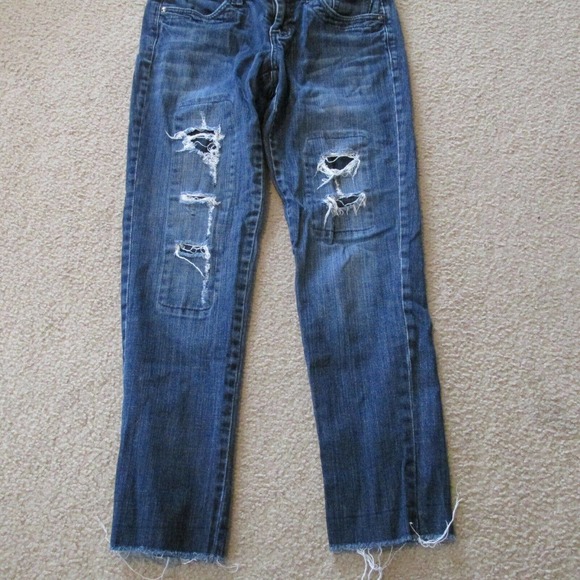 Elle Skinny Cut Off Jeans Womens Size 2 Low Rise Medium Wash Distressed Denim - Picture 6 of 6